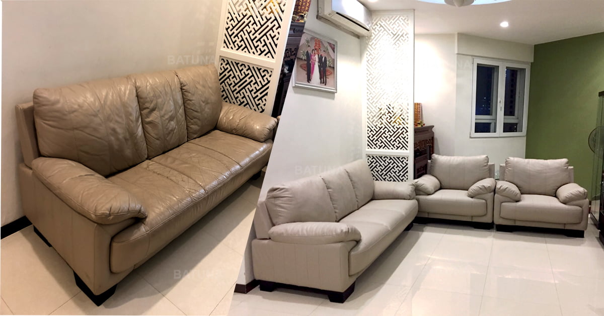 Bọc sofa da với gam màu sáng